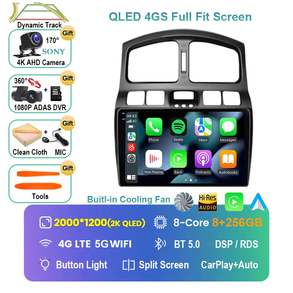 Android 15 Pantalla CarPlay para Hyundai Classic Santa Fe 1 2000 - 2004 2005 - 2015 Multimedia Player GPS Navegación Carplay Auto WIFI