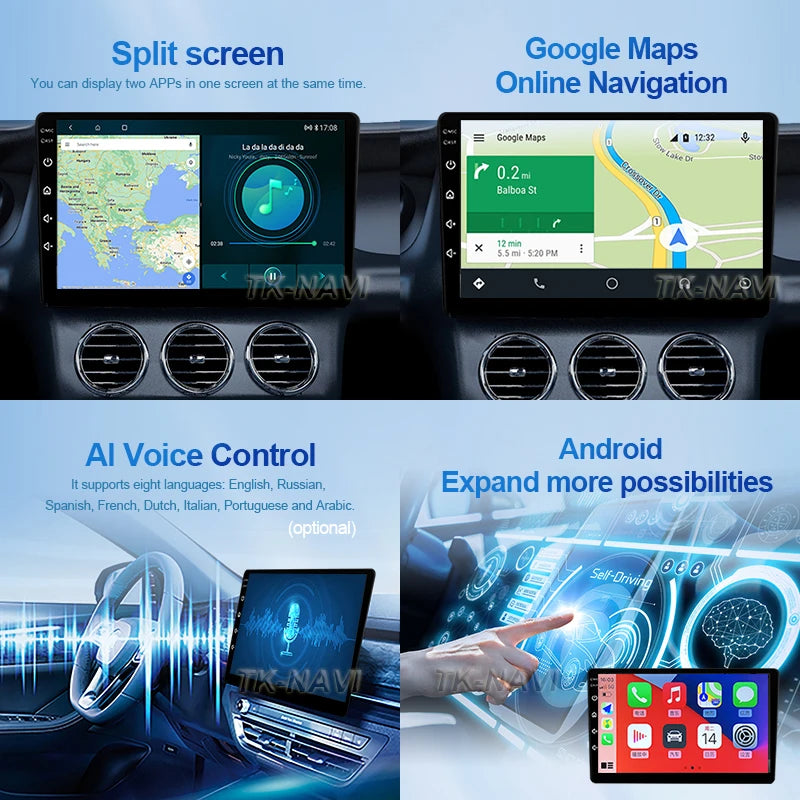 Android 15 Pantalla CarPlay para Hyundai Classic Santa Fe 1 2000 - 2004 2005 - 2015 Multimedia Player GPS Navegación Carplay Auto WIFI