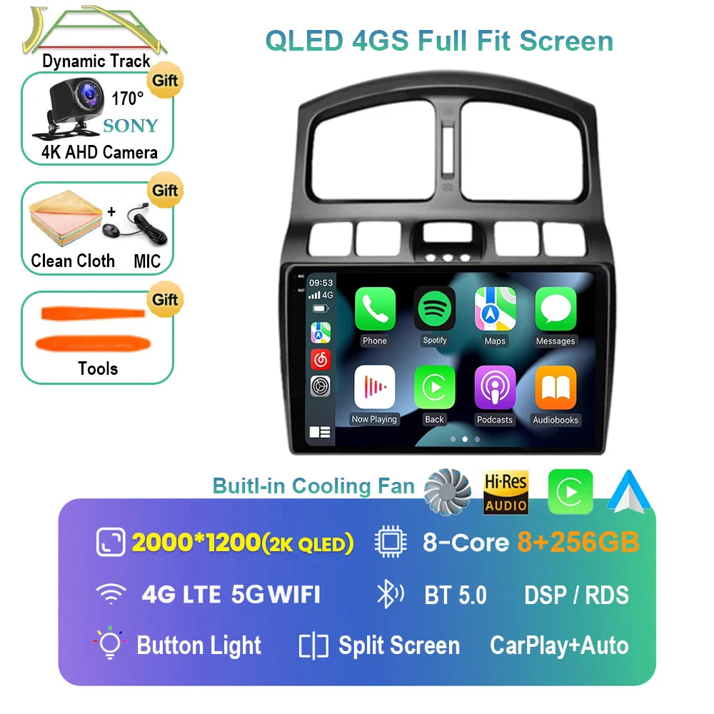 Android 15 Pantalla CarPlay para Hyundai Classic Santa Fe 1 2000 - 2004 2005 - 2015 Multimedia Player GPS Navegación Carplay Auto WIFI
