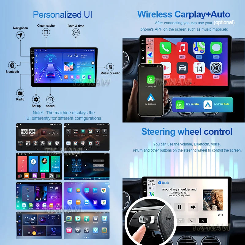 Android 15 Pantalla CarPlay para Hyundai Classic Santa Fe 1 2000 - 2004 2005 - 2015 Multimedia Player GPS Navegación Carplay Auto WIFI