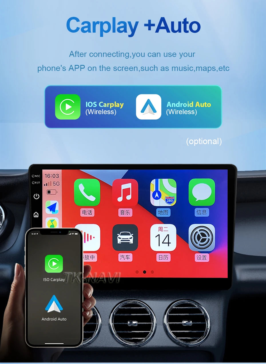 Android 15 Pantalla CarPlay para Hyundai Classic Santa Fe 1 2000 - 2004 2005 - 2015 Multimedia Player GPS Navegación Carplay Auto WIFI